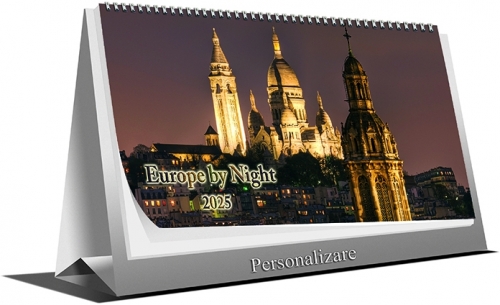 Calendar de birou Europe by Night, 21 x 10 cm, 6 file, 2025